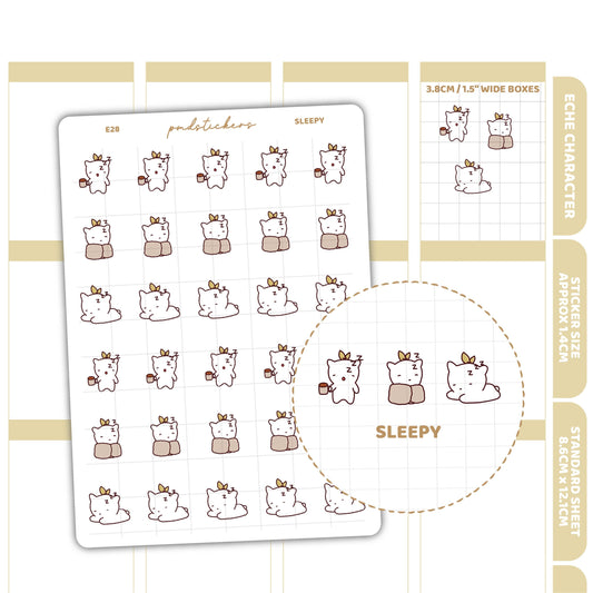 Sleepy Stickers | Eche Character Planner Stickers | E28