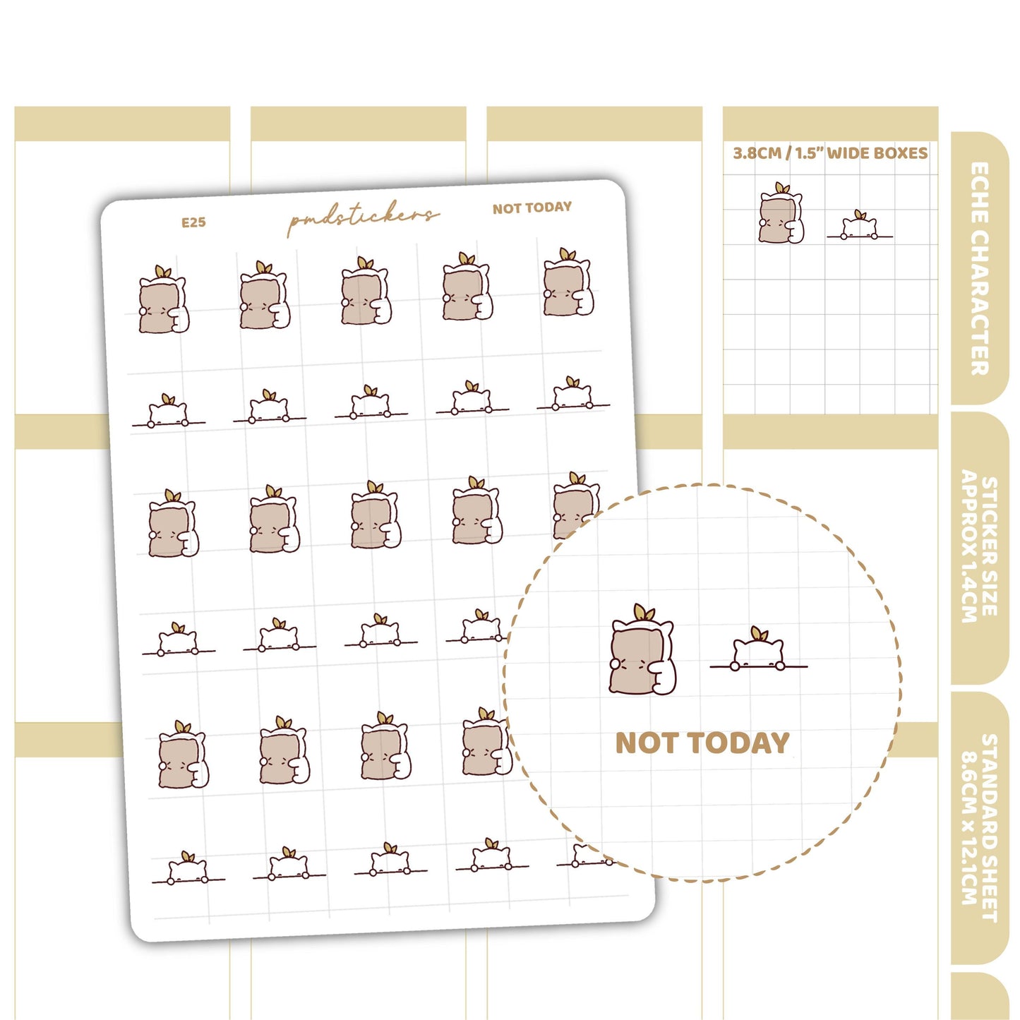 Not Today Stickers | Eche Character Planner Stickers | E25