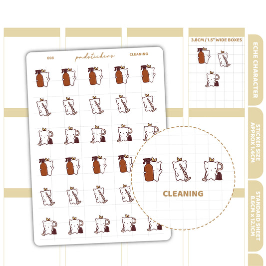 Cleaning Stickers | Eche Character Planner Stickers | E03
