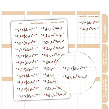 Christmas Light Stickers | Drawn Planner Stickers | D63