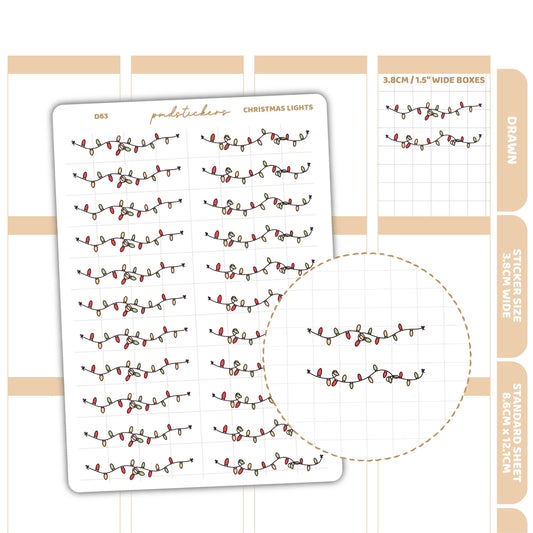 Christmas Light Stickers | Drawn Planner Stickers | D63