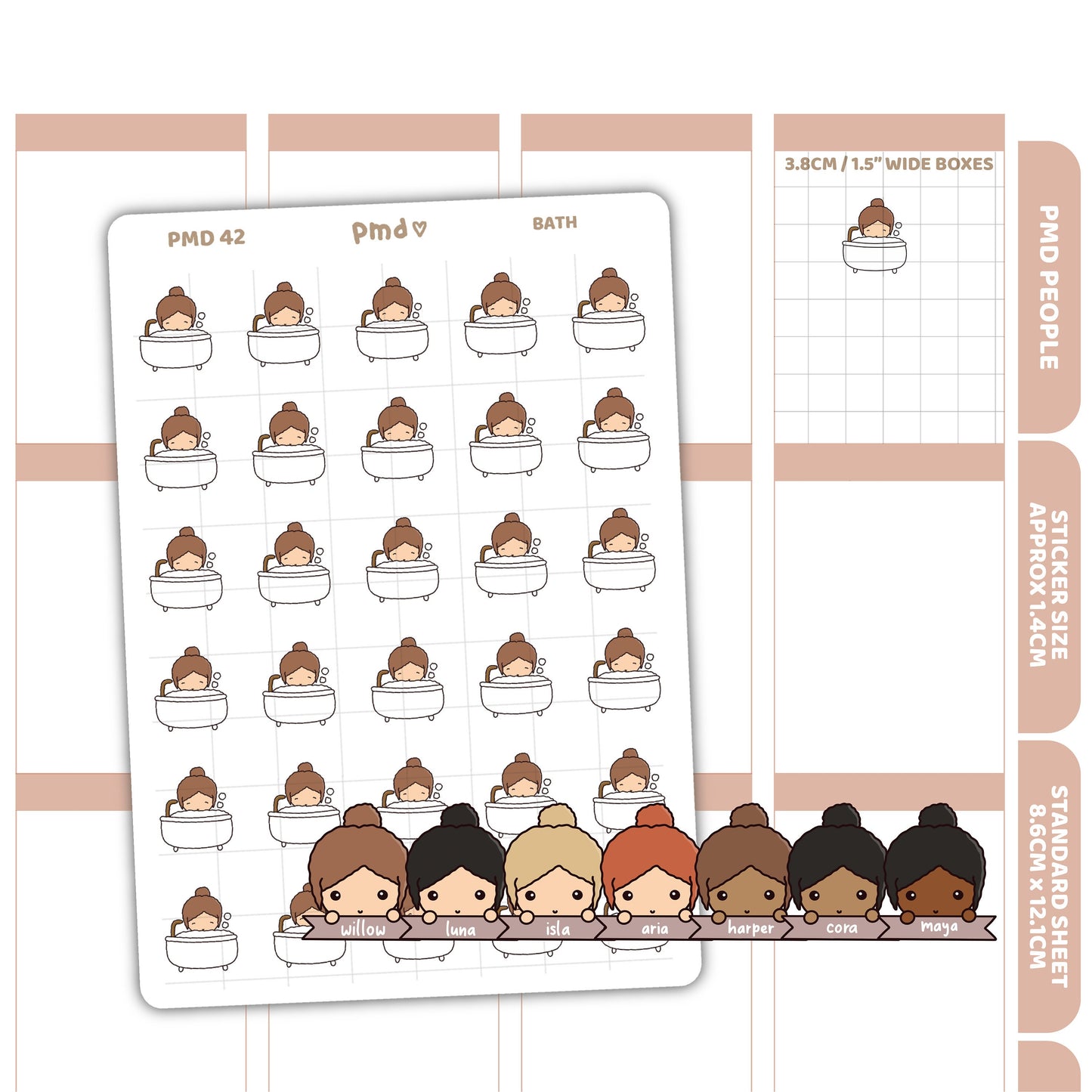 Bath Stickers | PMD People Planner Stickers | PMD42