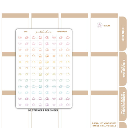 Weather Mix Icon Dot Stickers | Planner Stickers | IM21
