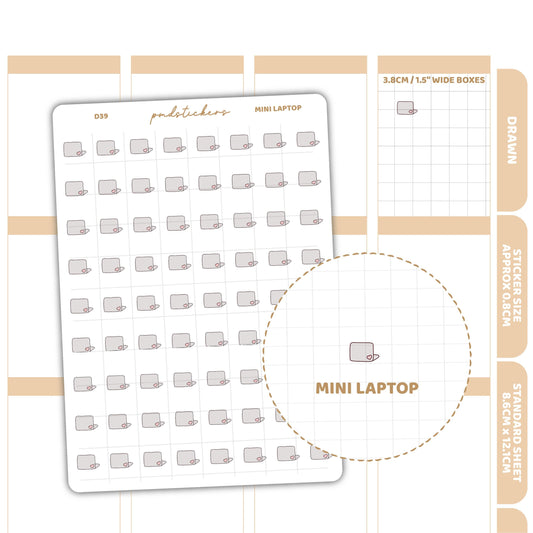 Mini Laptop Stickers | Drawn Planner Stickers | D39