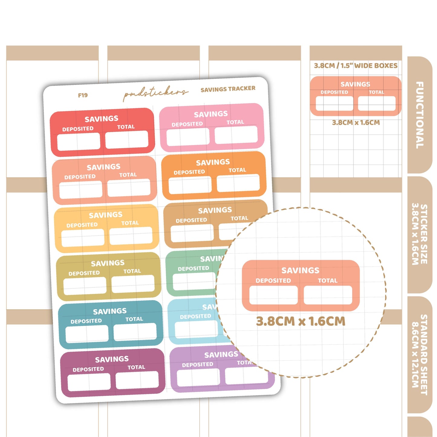Savings Tracker Stickers | Functional Planner Stickers | F19