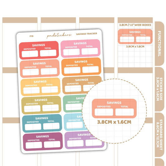 Savings Tracker Stickers | Functional Planner Stickers | F19