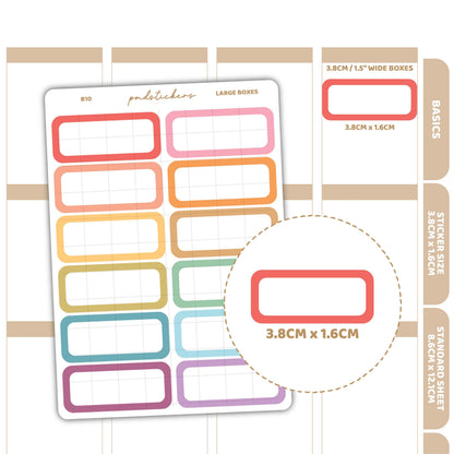 Large Box Stickers | Basic Planner Stickers | B10