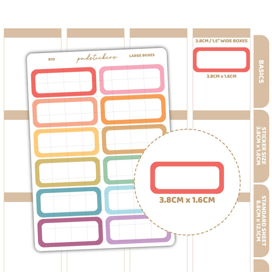 Large Box Stickers | Basic Planner Stickers | B10