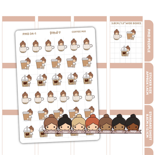 Coffee Stickers | PMD People Planner Stickers | PMD34
