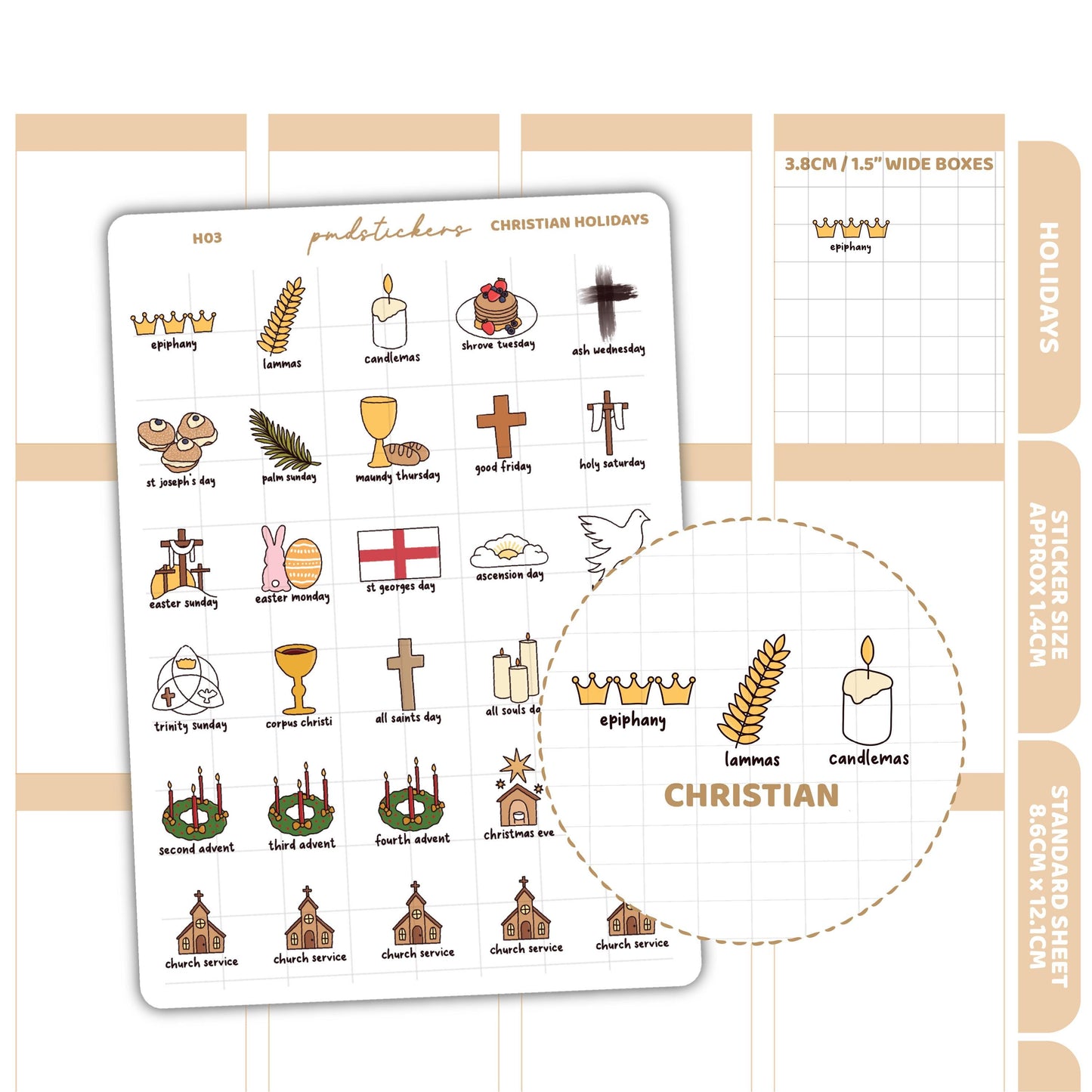 Christian Holiday Stickers | Holiday Planner Stickers | H03