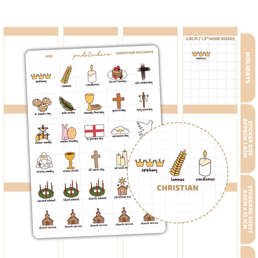 Christian Holiday Stickers | Holiday Planner Stickers | H03