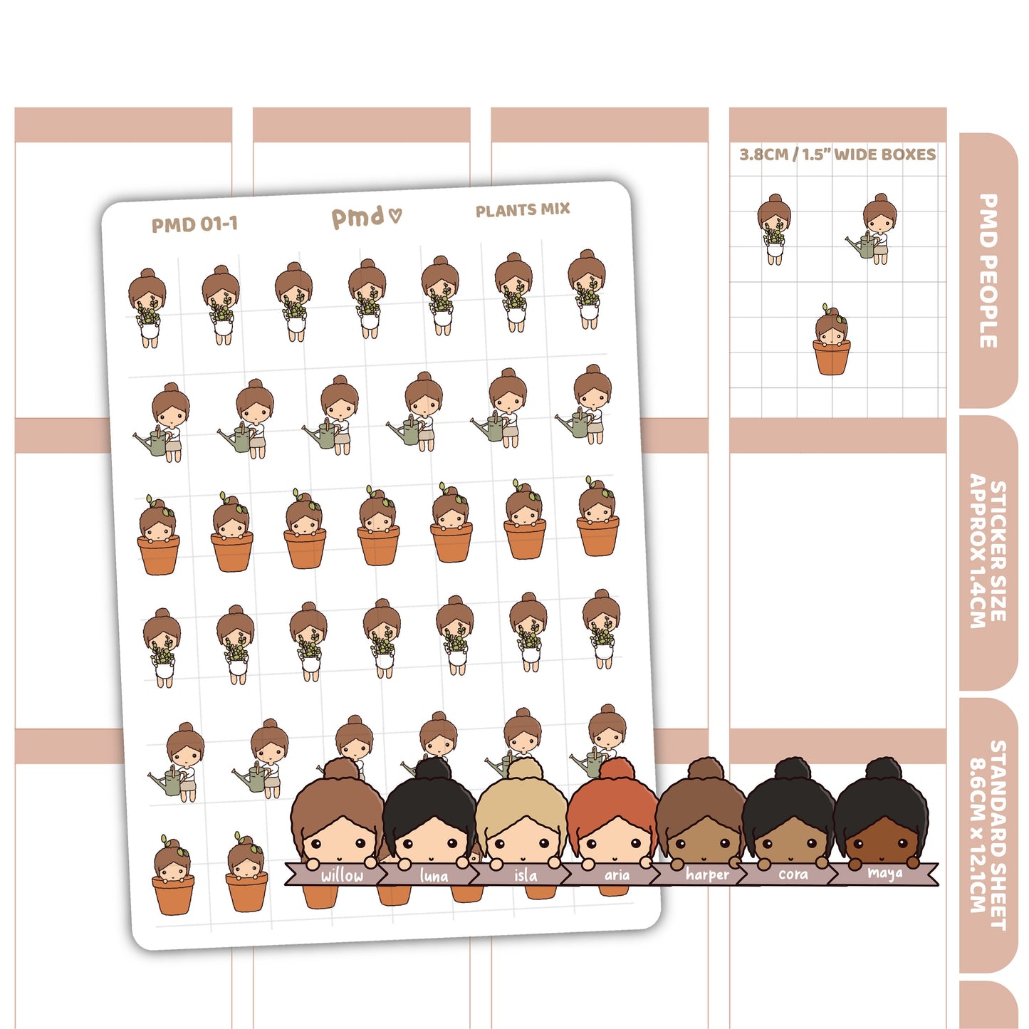 Plants Stickers | PMD People Planner Stickers | PMD01