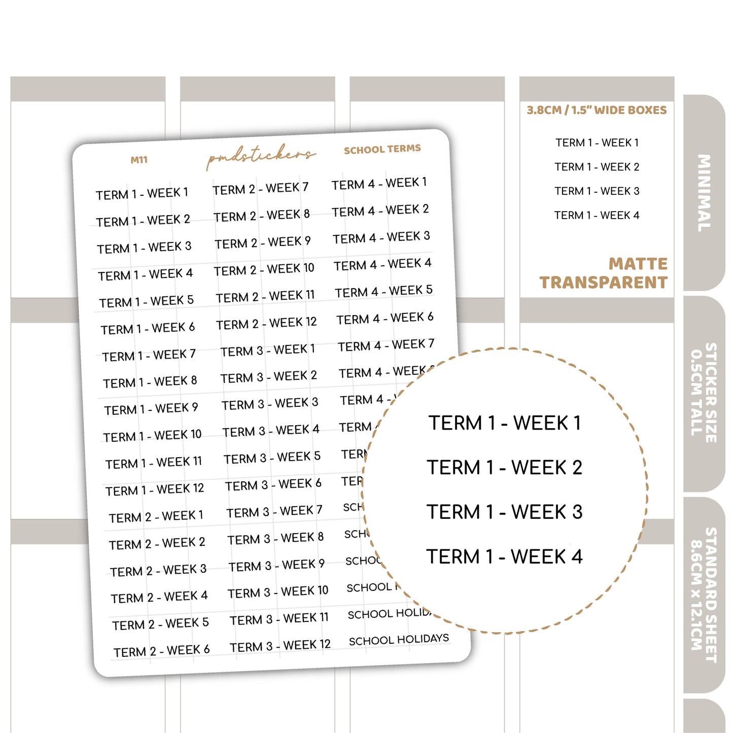 School Terms Minimal Font Stickers | Minimal Planner Stickers | M11