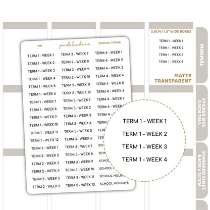 School Terms Minimal Font Stickers | Minimal Planner Stickers | M11