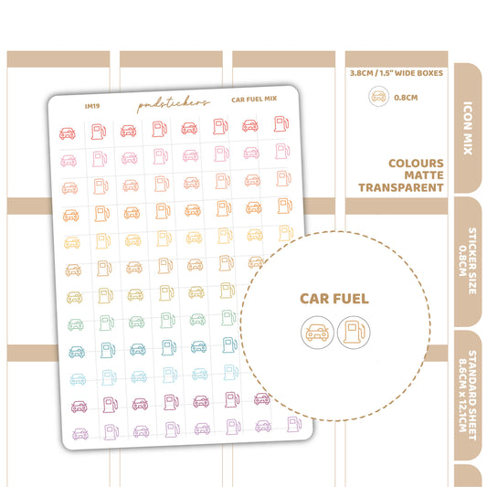 Car/Fuel Mix Icon Dot Stickers | Planner Stickers | IM19