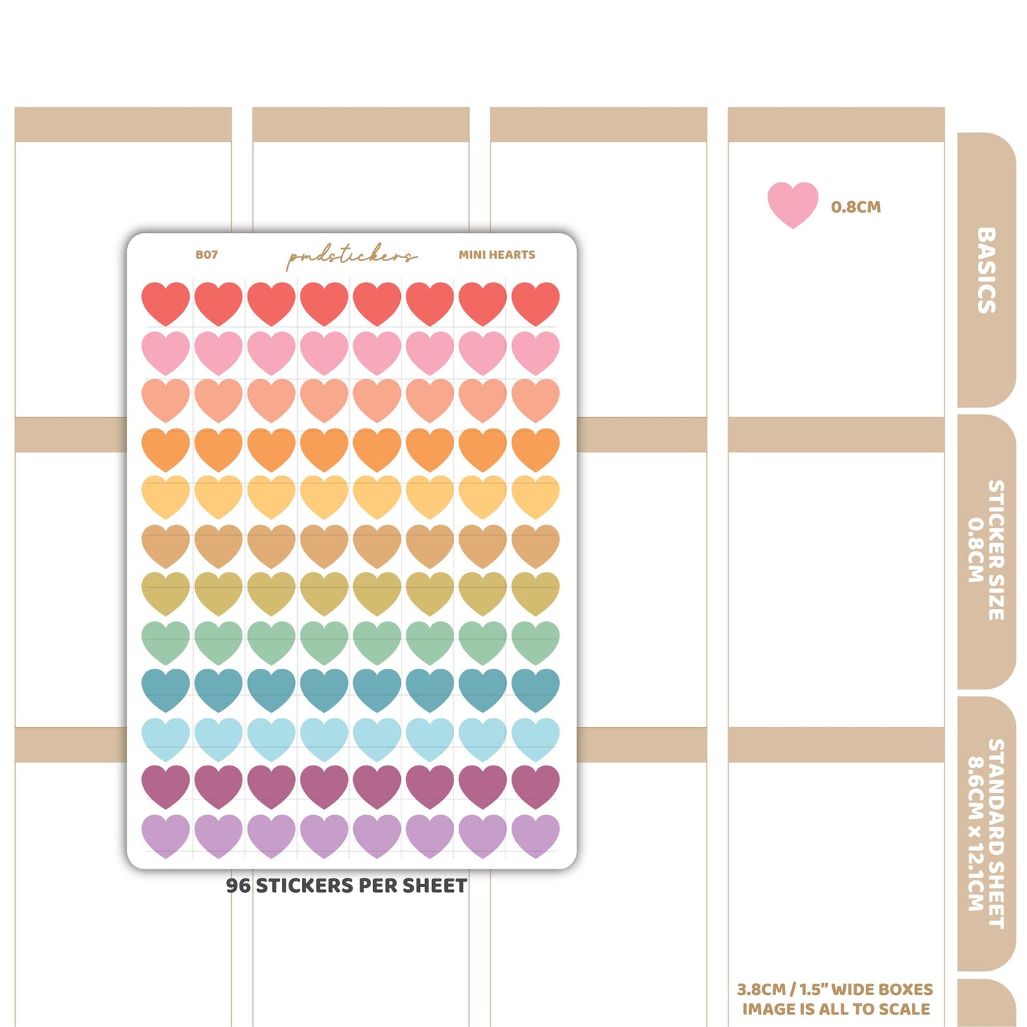 Mini Heart Stickers | Basic Planner Stickers | B07