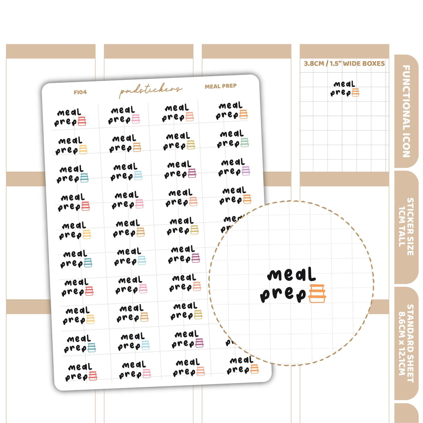Meal Prep Stickers | Functional Icon Planner Stickers | FI04
