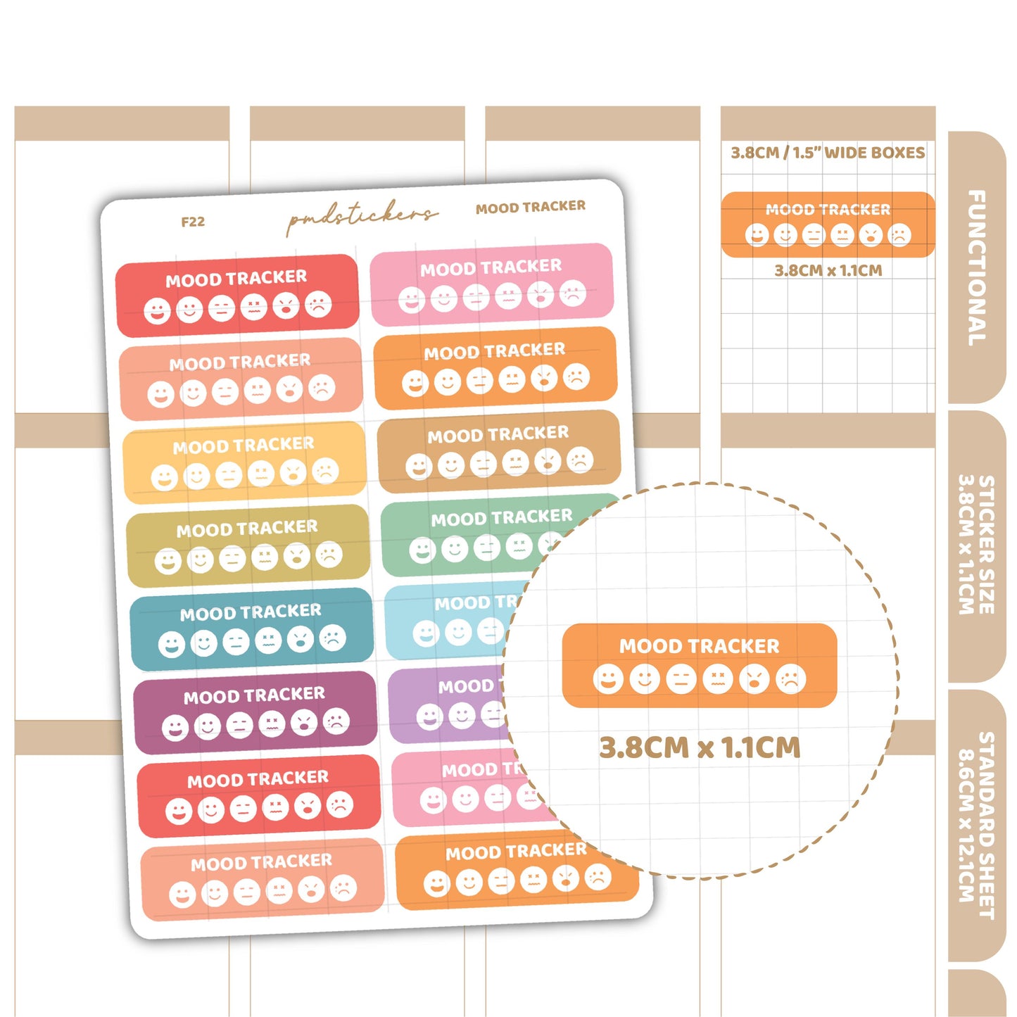 Mood Tracker Stickers | Functional Planner Stickers | F22