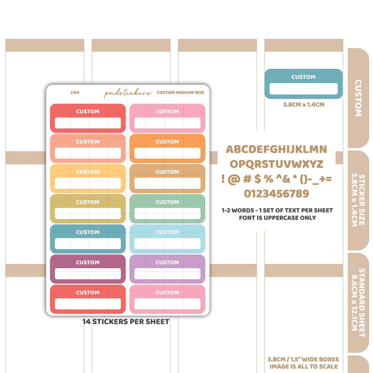 Custom Medium Box Stickers | Custom Planner Stickers | C04