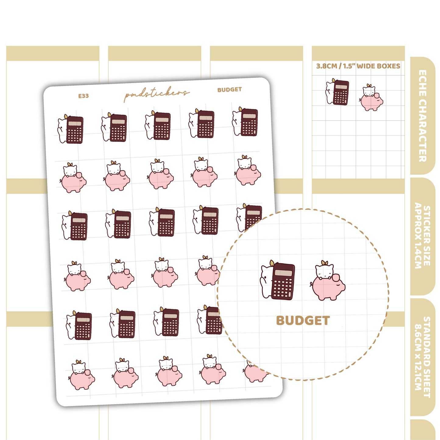 Budget Stickers | Eche Character Planner Stickers | E33