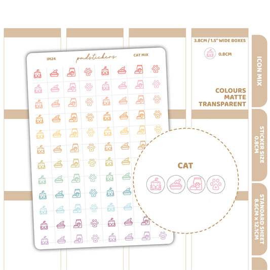 Cat Mix Icon Dot Stickers | Planner Stickers | IM24