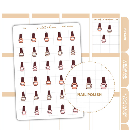 Nail Polish Stickers | Drawn Planner Stickers | D28