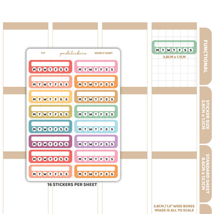 Weekly Habit Box Stickers | Functional Planner Stickers | F17