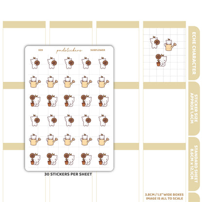 Sunflower Stickers | Eche Character Planner Stickers | E09