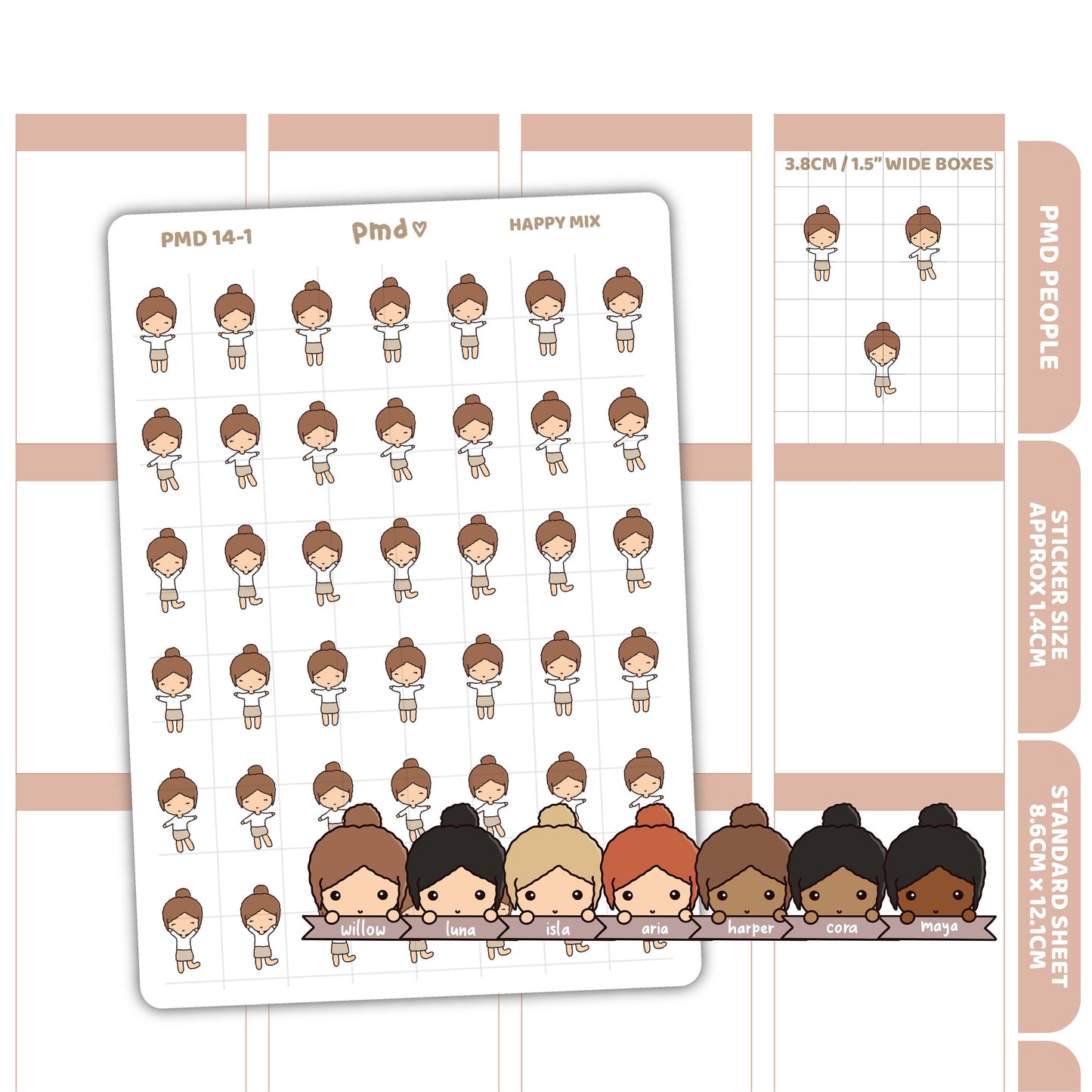 Happy Stickers | PMD People Planner Stickers | PMD14