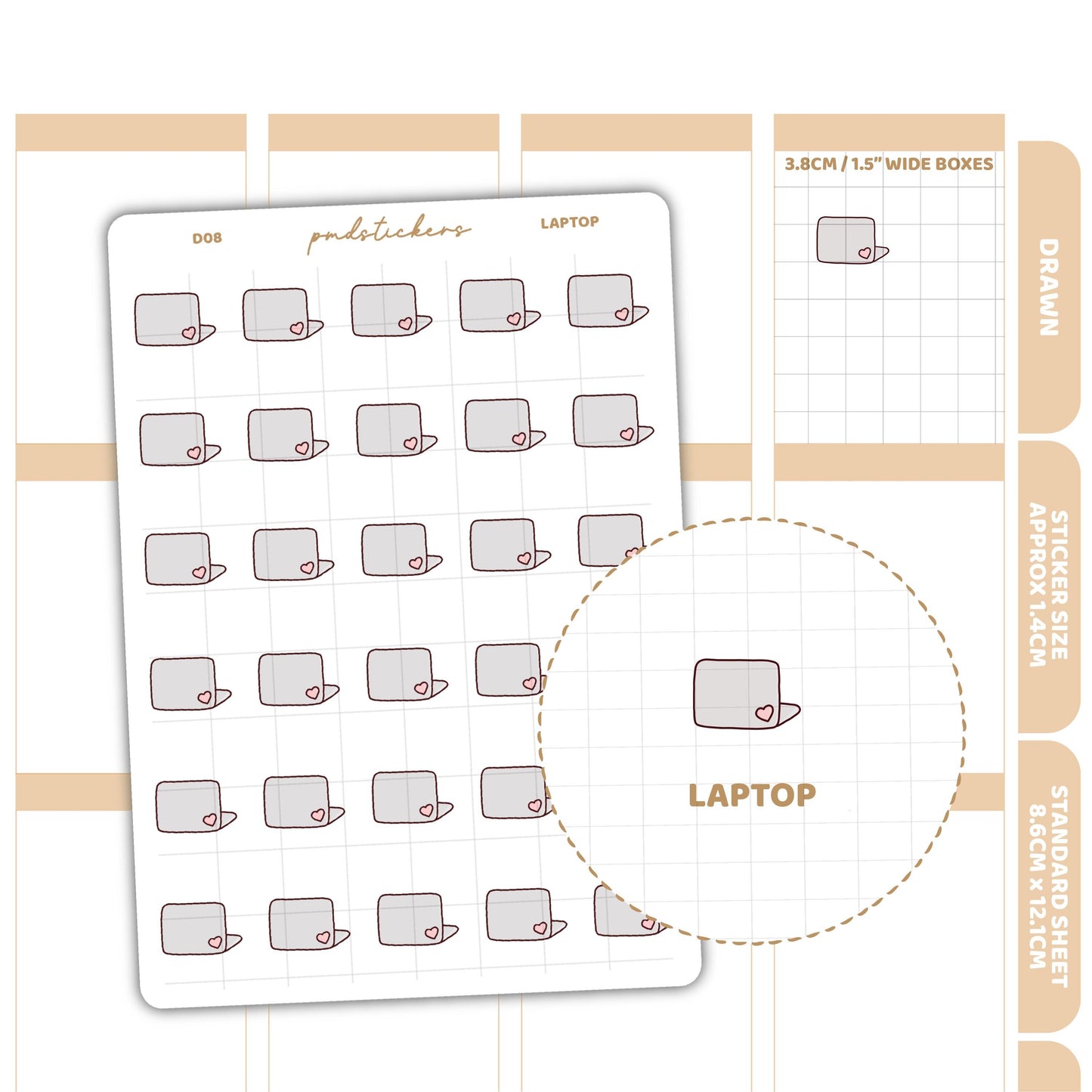Laptop Stickers | Drawn Planner Stickers | D08