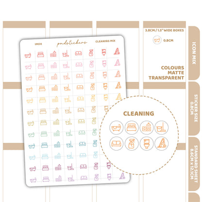 Cleaning Mix Icon Dot Stickers | Planner Stickers | IM04