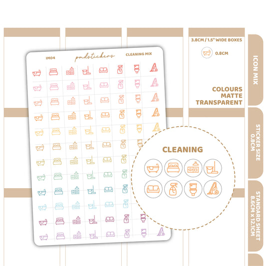 Cleaning Mix Icon Dot Stickers | Planner Stickers | IM04