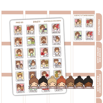 Australia Holidays PMD People Stickers | PMD People Planner Stickers | PMD60