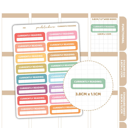 Currently Reading Box Stickers | Functional Planner Stickers | F31