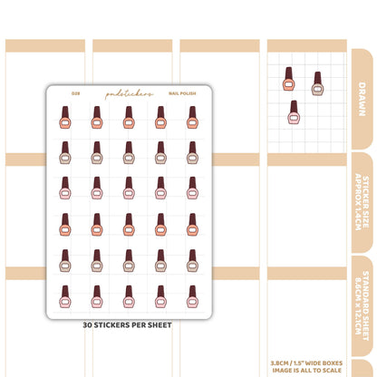 Nail Polish Stickers | Drawn Planner Stickers | D28