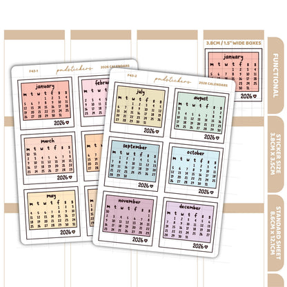 2026 Polaroid Calendar Stickers | Functional Planner Stickers | F43(2)