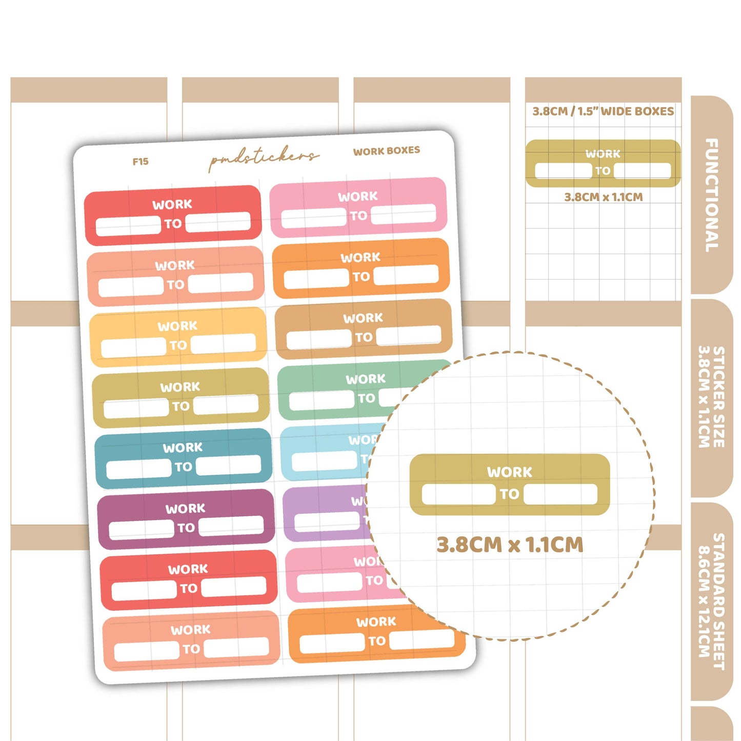 Work Box Stickers | Functional Planner Stickers | F15