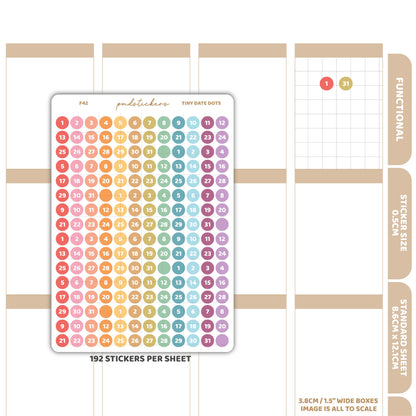 Tiny Date (1-31) Dot Stickers | Functional Planner Stickers | F42
