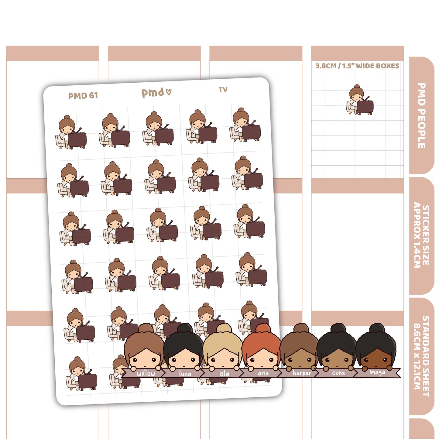 Tv Stickers | PMD People Planner Stickers | PMD61
