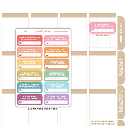 Book Challenge Box Stickers | Functional Planner Stickers | F24