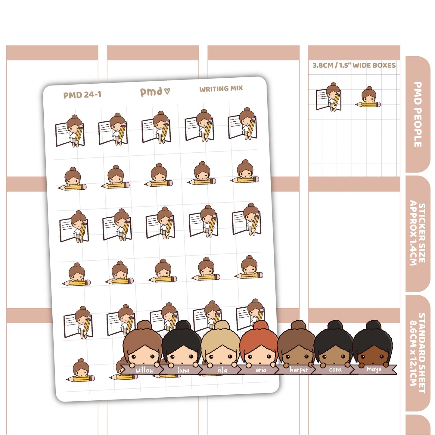 Writing Stickers | PMD People Planner Stickers | PMD24