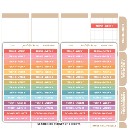 School Term Header Stickers | Functional Planner Stickers | F39(2)