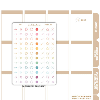 Symbol Mix Icon Dot Stickers | Planner Stickers | IM22