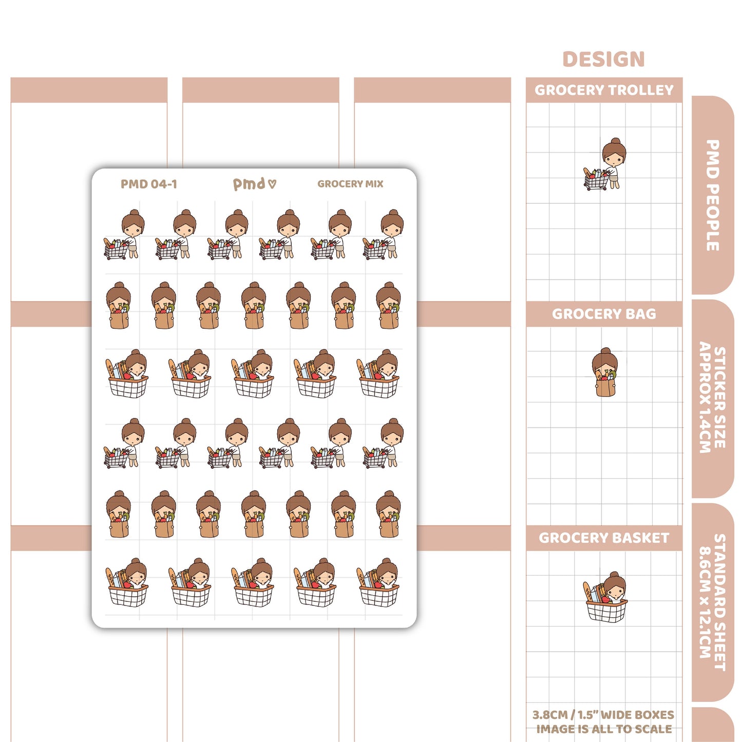 Grocery Stickers | PMD People Planner Stickers | PMD04