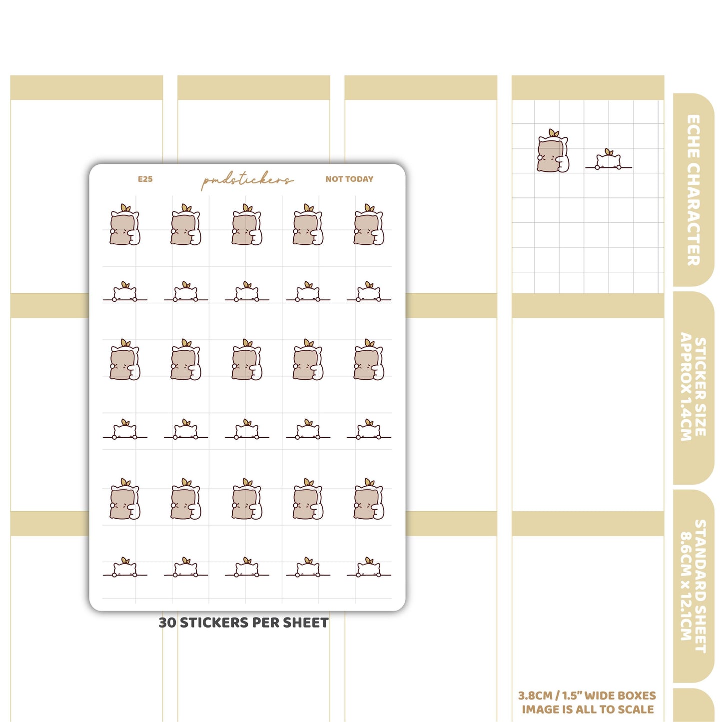 Not Today Stickers | Eche Character Planner Stickers | E25