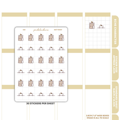 Not Today Stickers | Eche Character Planner Stickers | E25