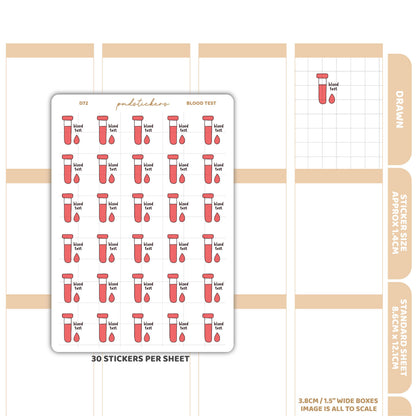 Blood Test Stickers | Drawn Planner Stickers | D72