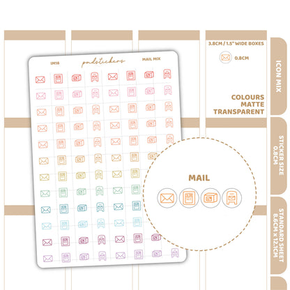 Mail Mix Icon Dot Stickers | Planner Stickers | IM16