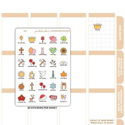 Netherlands Holiday Stickers | Holiday Planner Stickers | H09