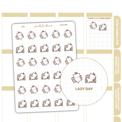 Lazy Day Stickers | Eche Character Planner Stickers | E26